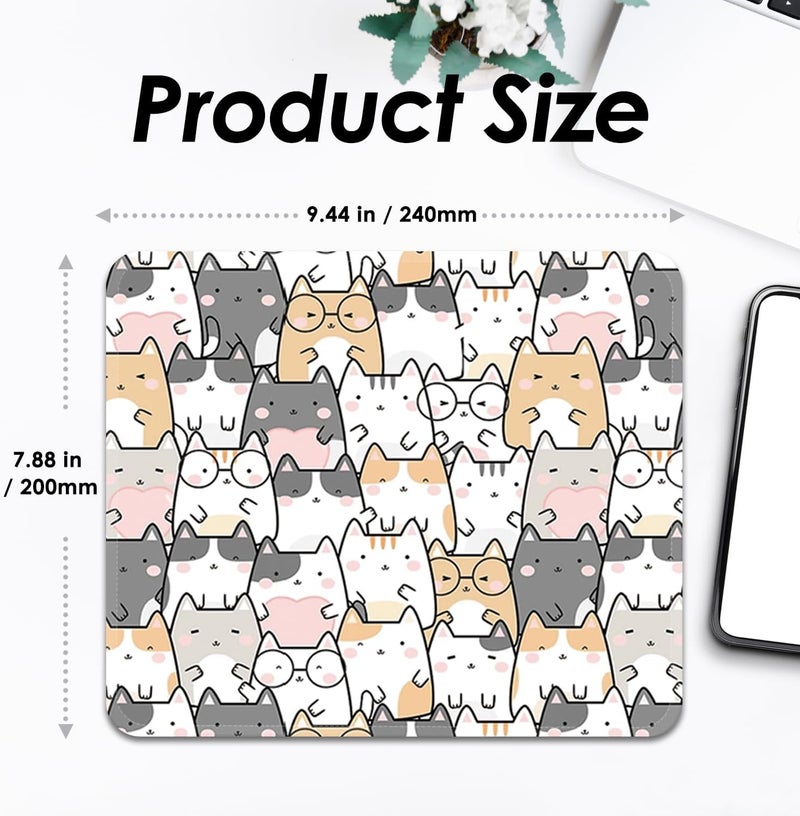 FROGIGO Square Mouse Pad with Stitched Edge, Premium Mousepad Washable Cloth. Computer Mouse Pad with Non-Slip Rubber Base, Mouse Pads for Computers Laptop Mouse 9.25x7.75x0.12 inch-Lucky Cat - Image 3